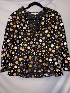 Connie Roberson Polka Dot Blazer Jacket in Black with Multicolor Dots Size M